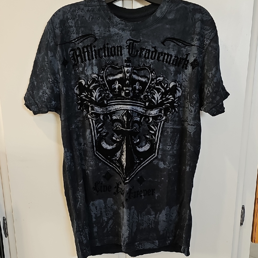 Affliction Trademark Live Fast Black Graphic T-Shirt Medium